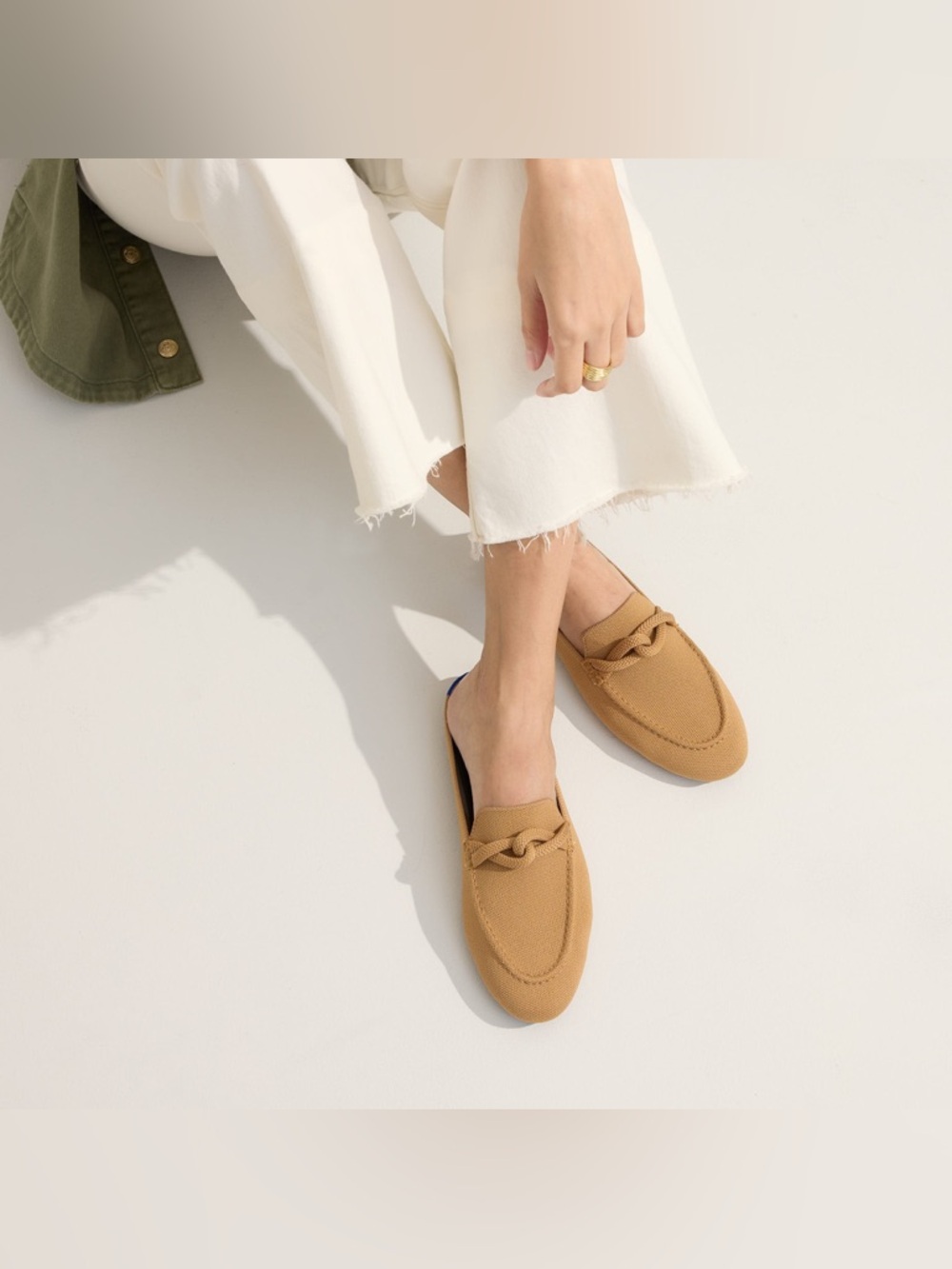 Rothy's The Loafer Mule Birdseye Wren Beige Size 11 In Love Insole - Picture 12 of 12
